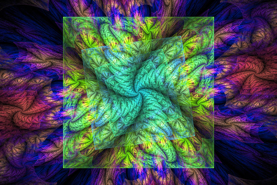Psychedelic Spiral Vortex Green Blue And Pink Fractal Flame Photograph by Keith Webber Jr