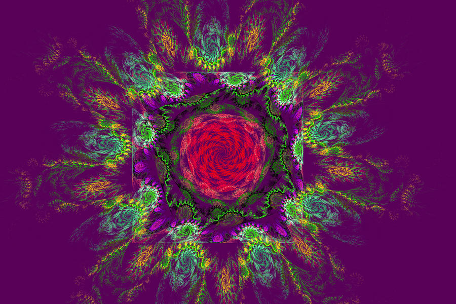 Psychedelic Spiral Vortex Purple Green And Pink Fractal Flame Photograph by Keith Webber Jr