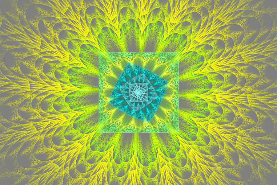 Psychedelic Spiral Vortex Yellow And Gray Fractal Flame Photograph by Keith Webber Jr