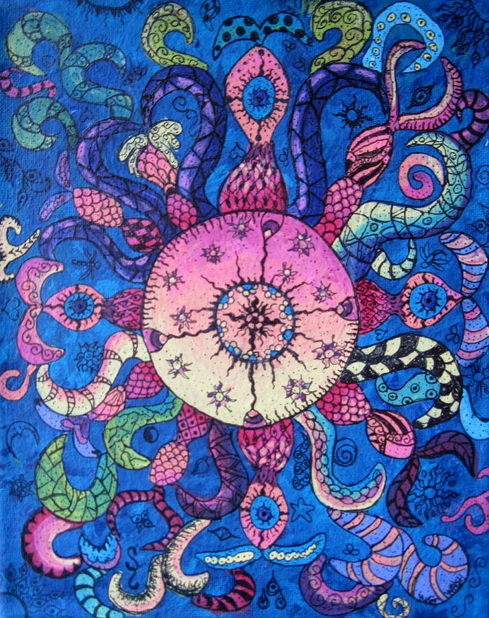 Psychedelic Squid Painting by Megan Walsh