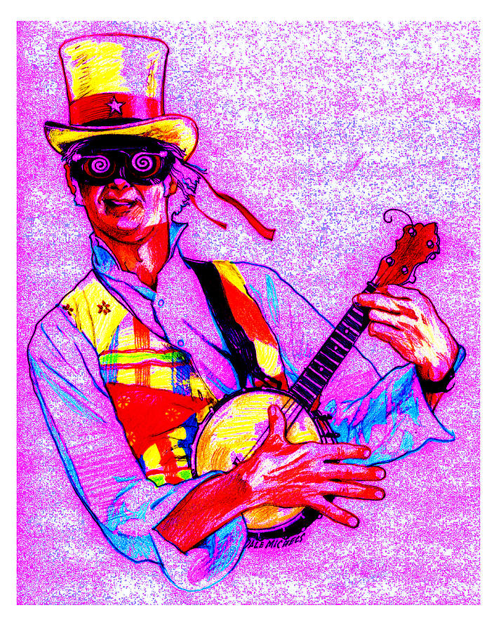 Goggle Drawing - Psychedelic Steampunk Banjo by Dale Michels