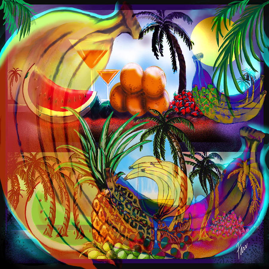 Banana Digital Art - Tropica4 Psychedelic Bananas by Steve Farr