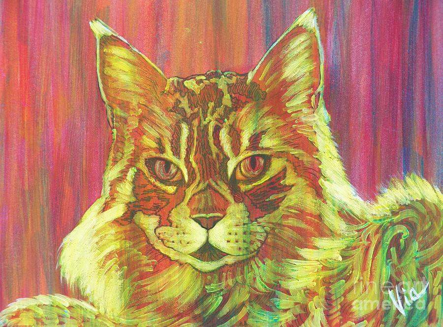 Ptg   Cameo Maine Coon Painting by Judy Via-Wolff