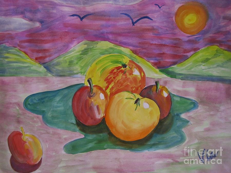 ptg. Fruit Todays Demo Painting by Judy Via-Wolff