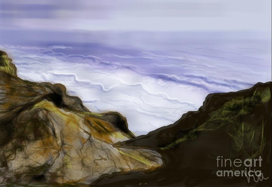 ptg.  Sutrose Cliffs California Painting by Judy Via-Wolff