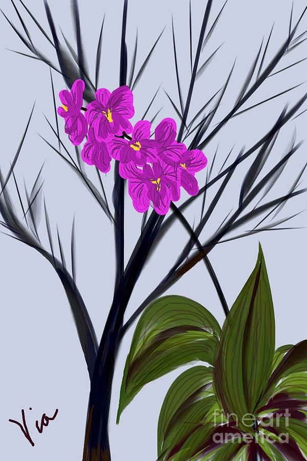 ptg   Window Orchid Painting by Judy Via-Wolff