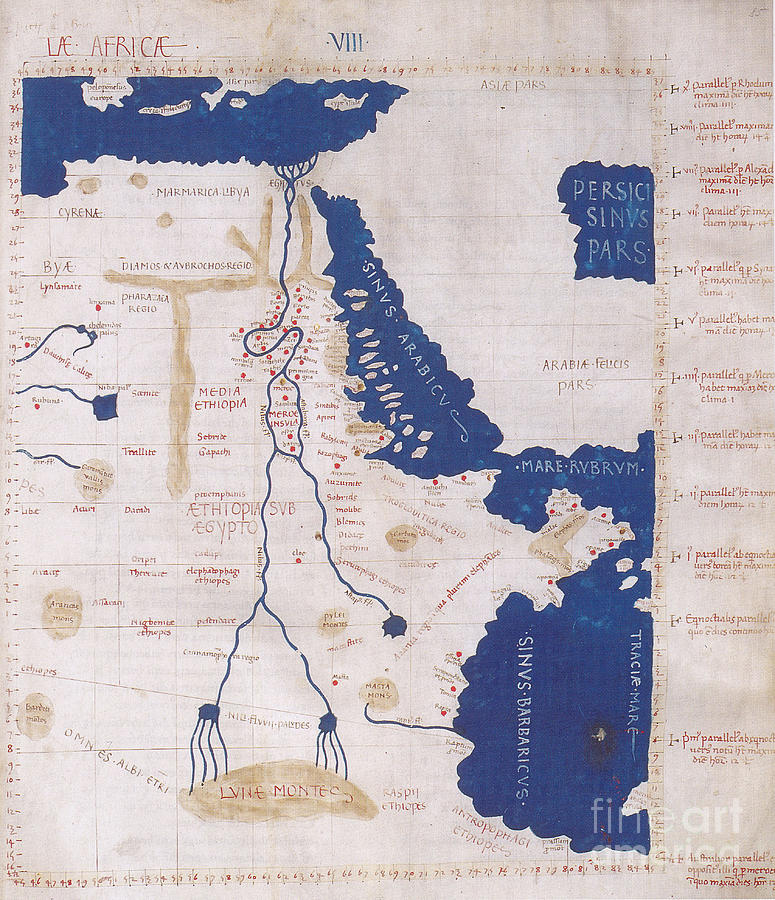 Ptolemys Map Of The Nile 2nd Century Photograph by Photo Researchers