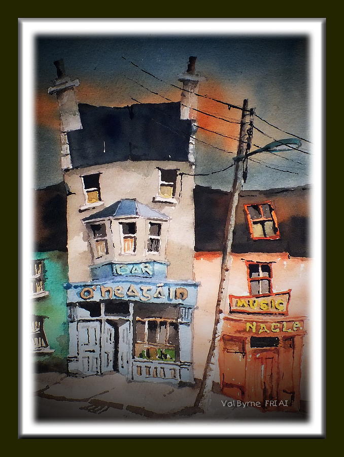 Ireland Painting - Pub Street 1 by Val Byrne