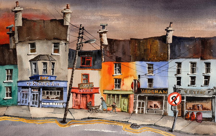 Pub Street Ennistymon  Clare Painting by Val Byrne
