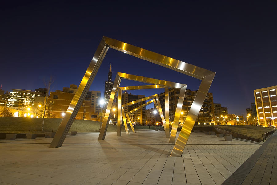 Public art rectangles at dawn Photograph by Sven Brogren