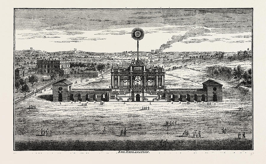 1748 Drawing - Public Fireworks, 1748, London, Uk by Litz Collection 1748 Drawing - Public Fireworks, 1748, London, Uk by Litz Collection