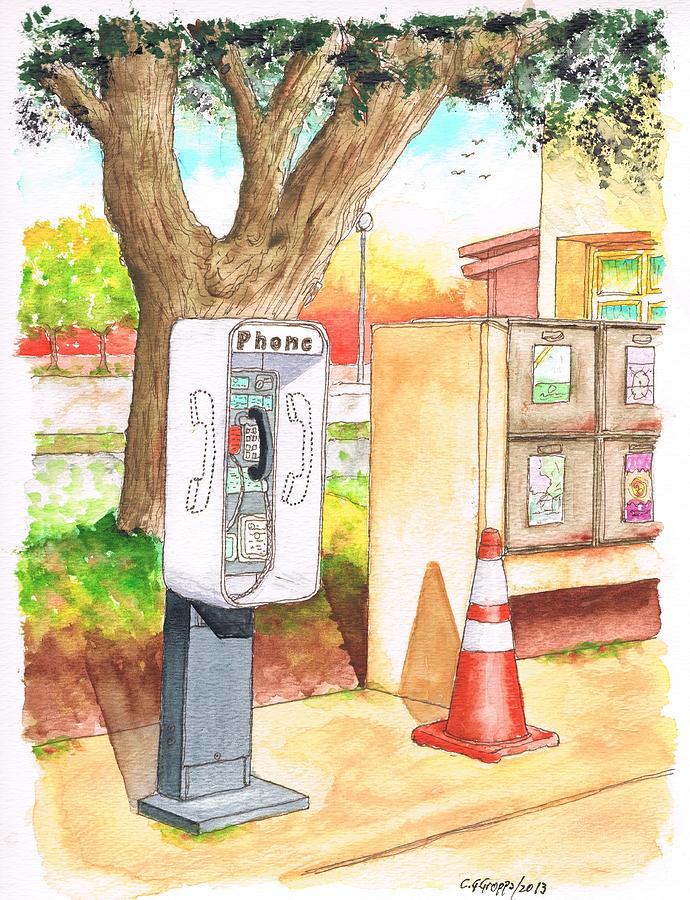 Public phone in a Rest Area near Camp Roberts - California Painting by Carlos G Groppa