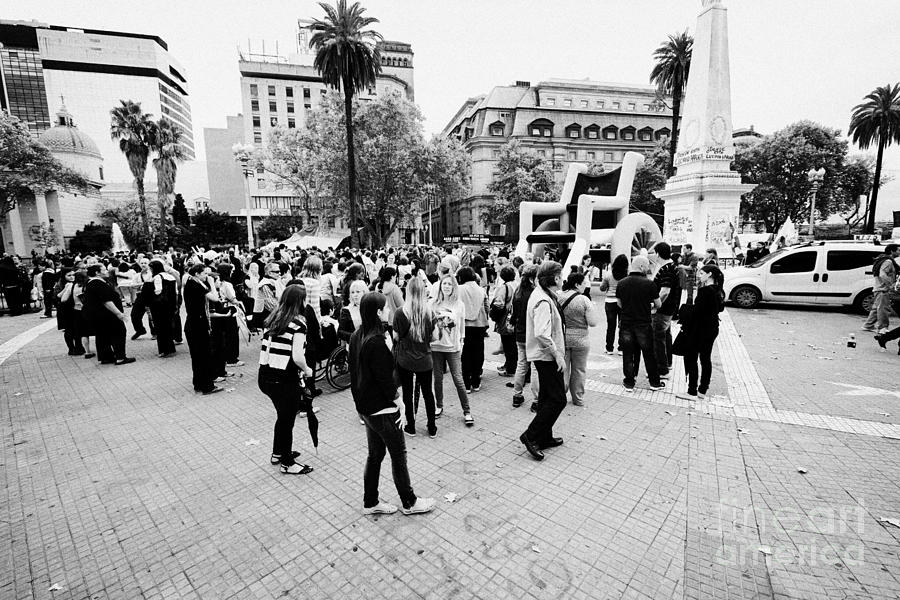 Public Protest And Demonstration Plaza De Mayo Main Square Downtown Buenos Aires Argentina 9517