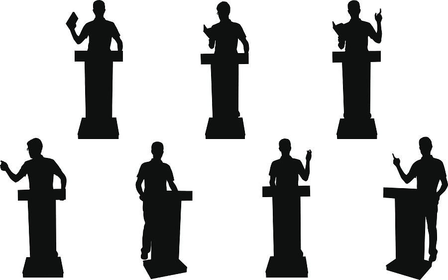 Public speaking silhouettes Drawing by Jamie Carroll