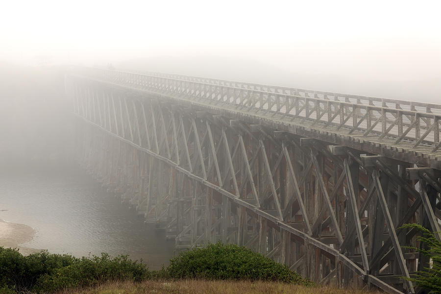 Nature Photograph - Pudding Creek Trestle in Fog by Karma Boyer