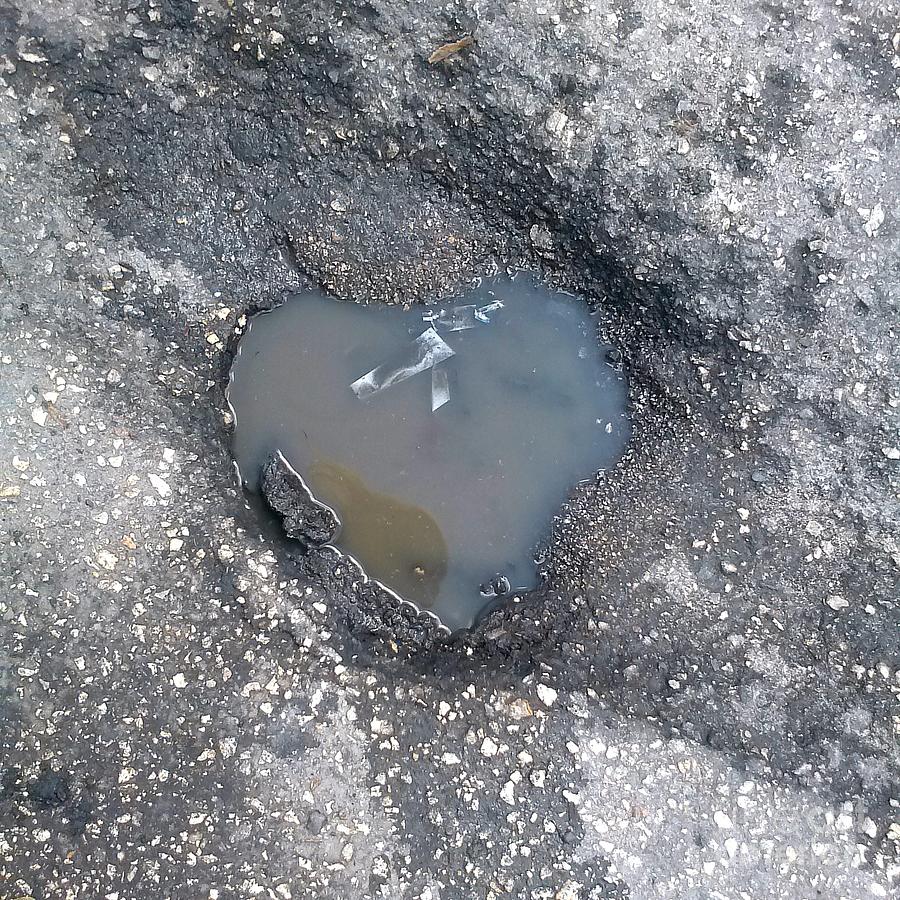 Puddle Heart Photograph by Jindra Noewi