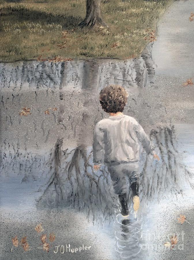 Fall Painting - Puddle Jumping by J O Huppler