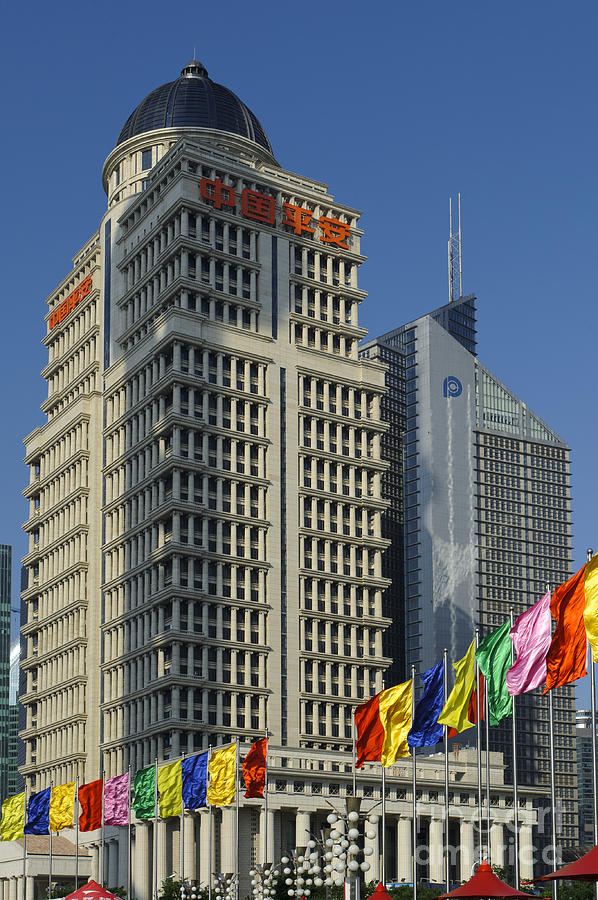 Flag Photograph - Pudong District, Shanghai by John Shaw