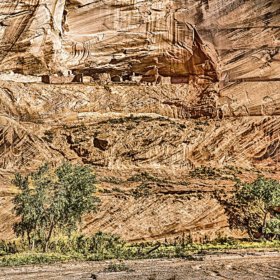 Digital Photograph - Pueblo 2 Canyon De Chelly Navajo Nation by Bob and Nadine Johnston