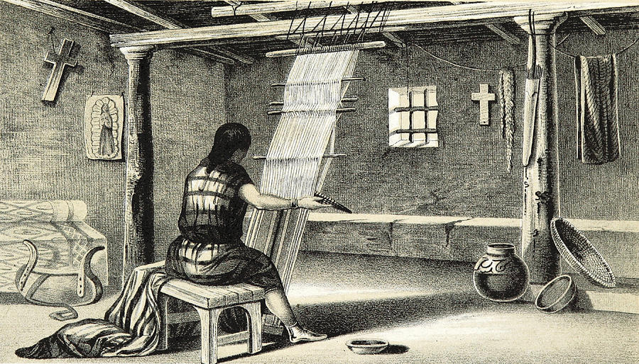 Pueblo Zuni Weaving, 1850s Photograph by British Library