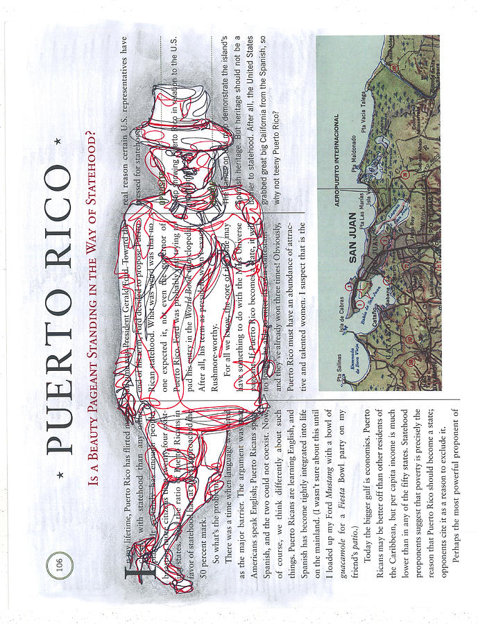 Map Drawing - Scribblism - Puerto Rico by Tony Johnson
