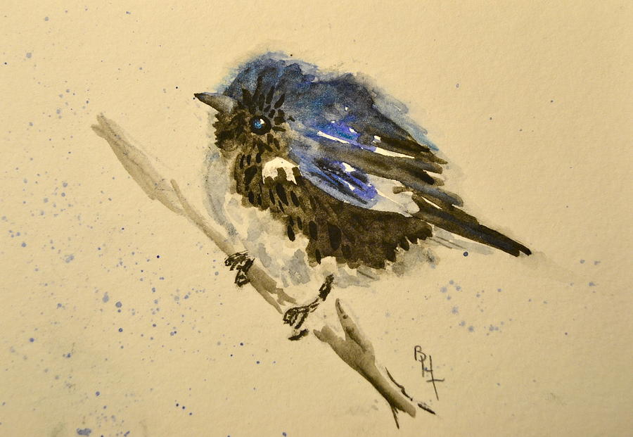Warbler Painting - Puffed Up by Beverley Harper Tinsley