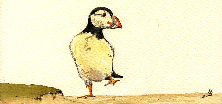 Puffin Painting - Puffin bird by Juan  Bosco