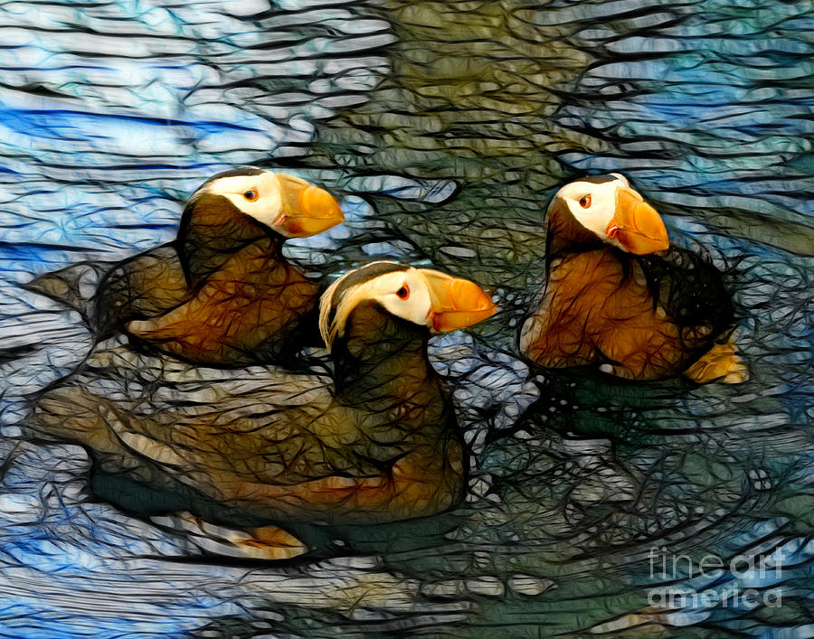 Puffin Clutch Mixed Media by Francine Dufour Jones