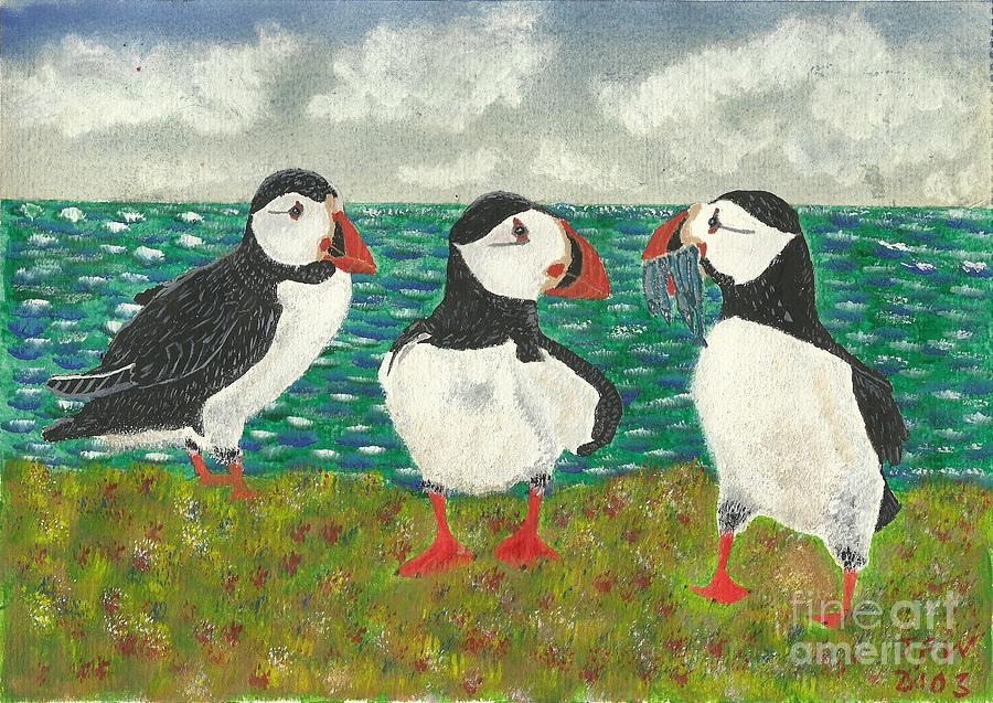 Wildlife Painting - Puffin Island by John Williams