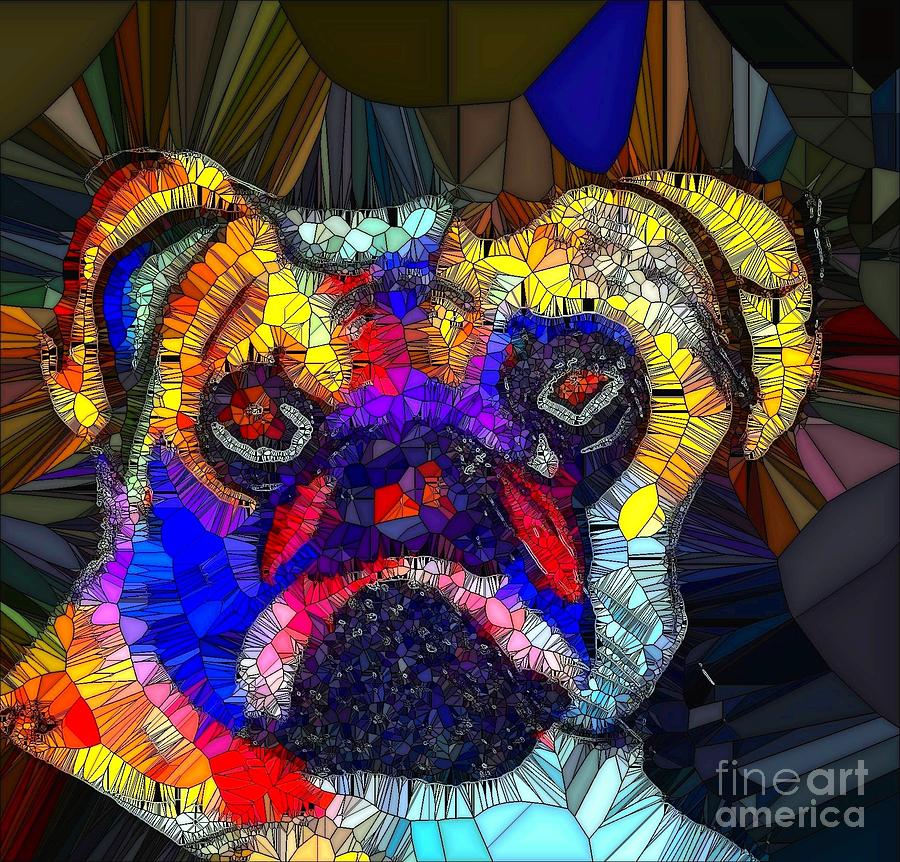 Dog Pug 1 Painting by Saundra Myles