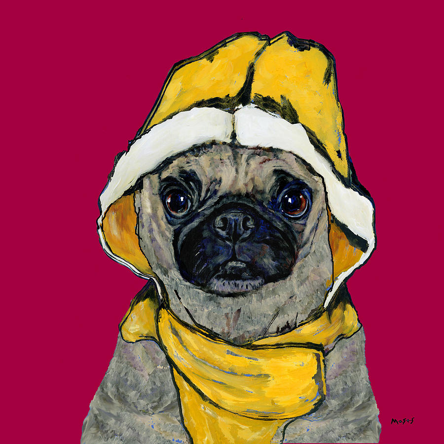 Pug in a Yellow Slicker Painting by Dale Moses