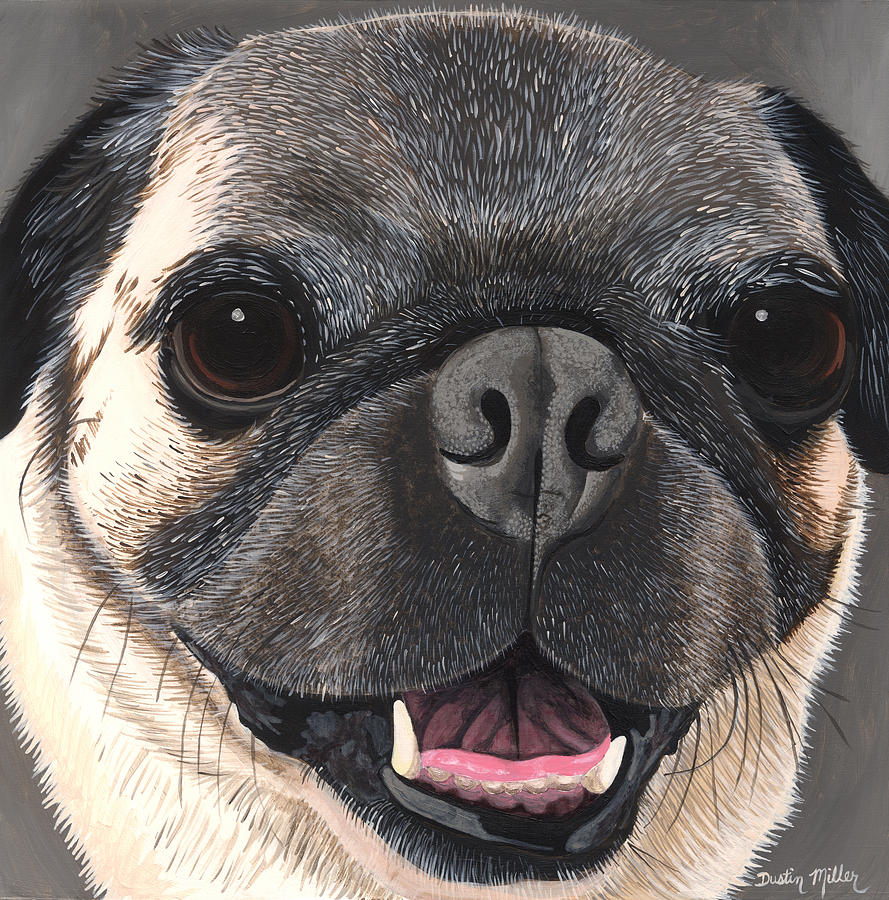 Pug Portrait Painting by Dustin Miller