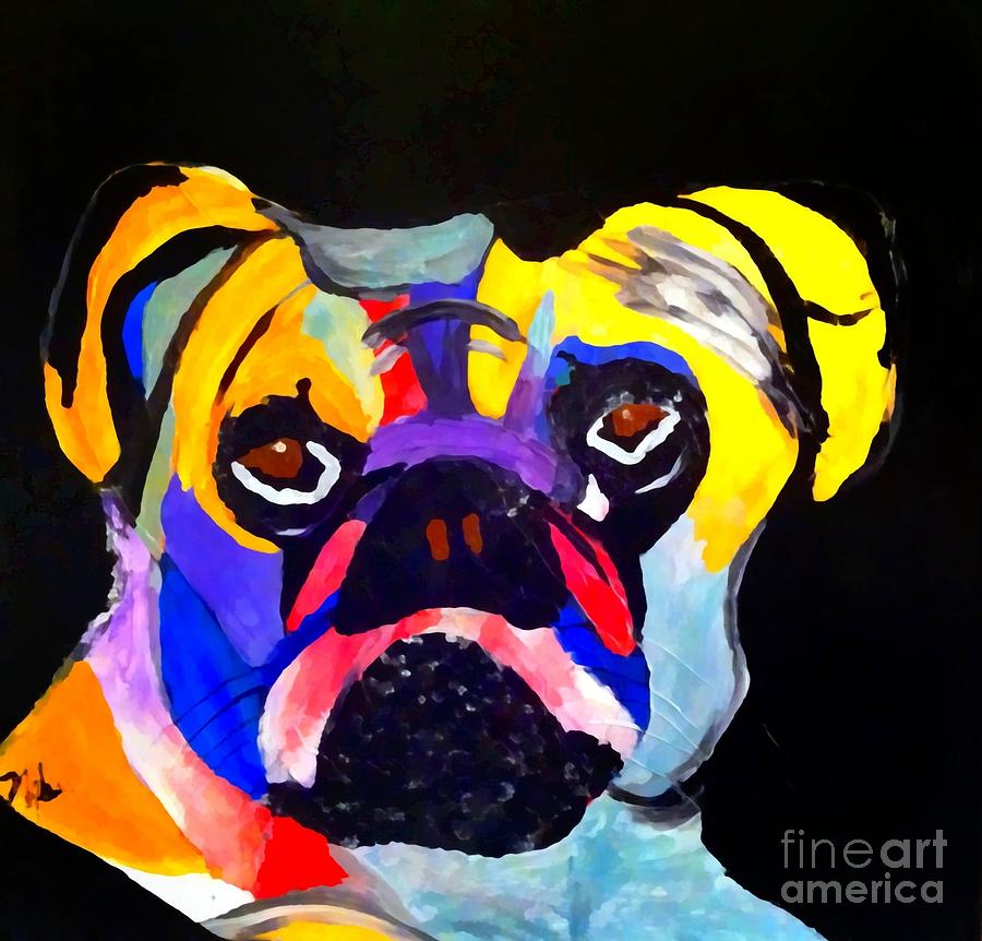 Pug Power Pup I Painting by Saundra Myles
