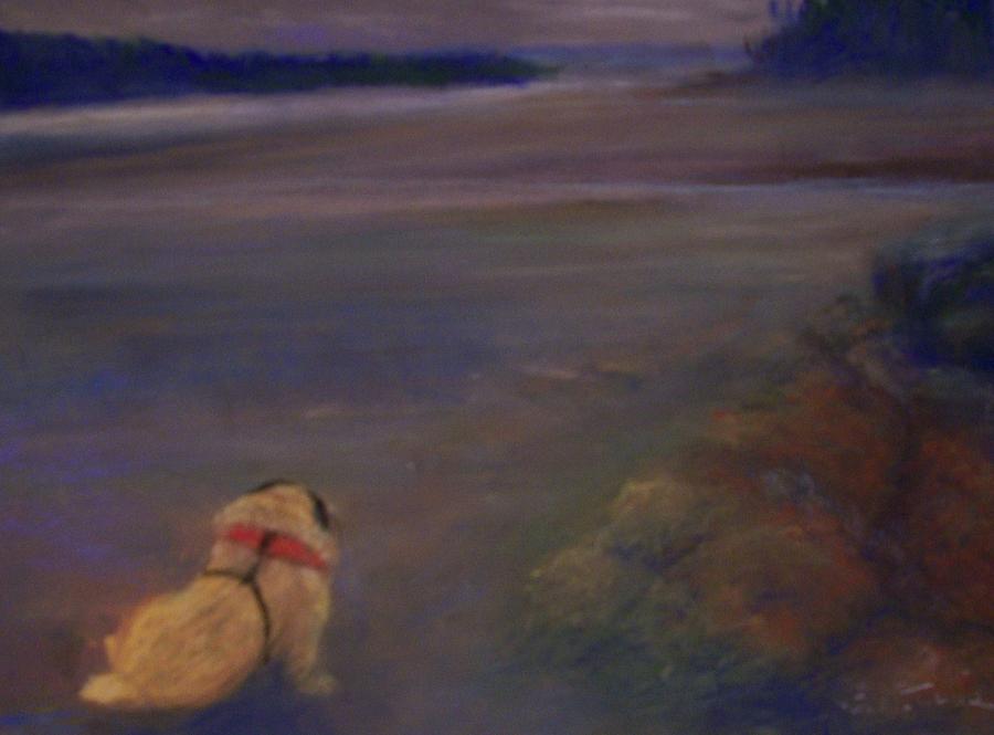 Pug Watch - Bear Resting Pastel by Jackie Bush-Turner