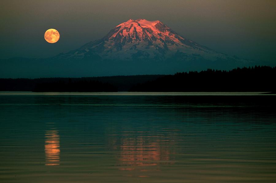 Puget Sound Moonrise Photograph by Benjamin Yeager