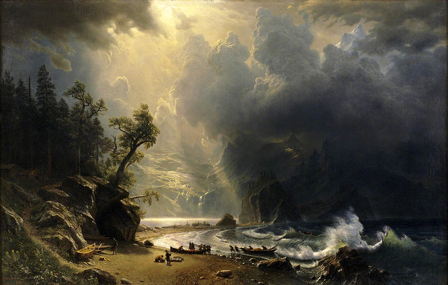 Albert Bierstadt Painting - Puget Sound on the Pacific Coast by Albert Bierstadt