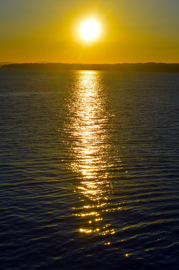 Puget Sound Sun Reflection Photograph by Carol Eliassen