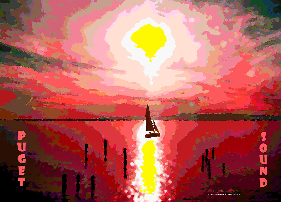 Puget Sound Sunset Digital Art by Michael Moore