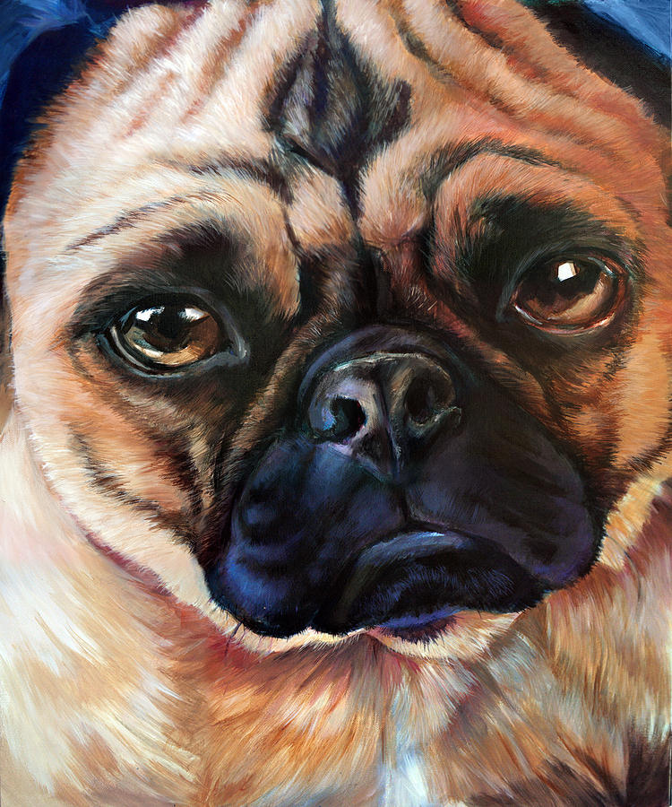 Pug Painting - Pugly Study by Vanessa Bates