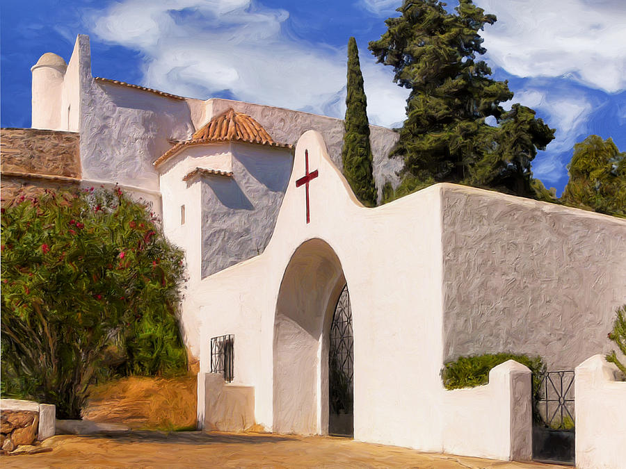 Puig de Missa Church Ibiza Painting by Dominic Piperata