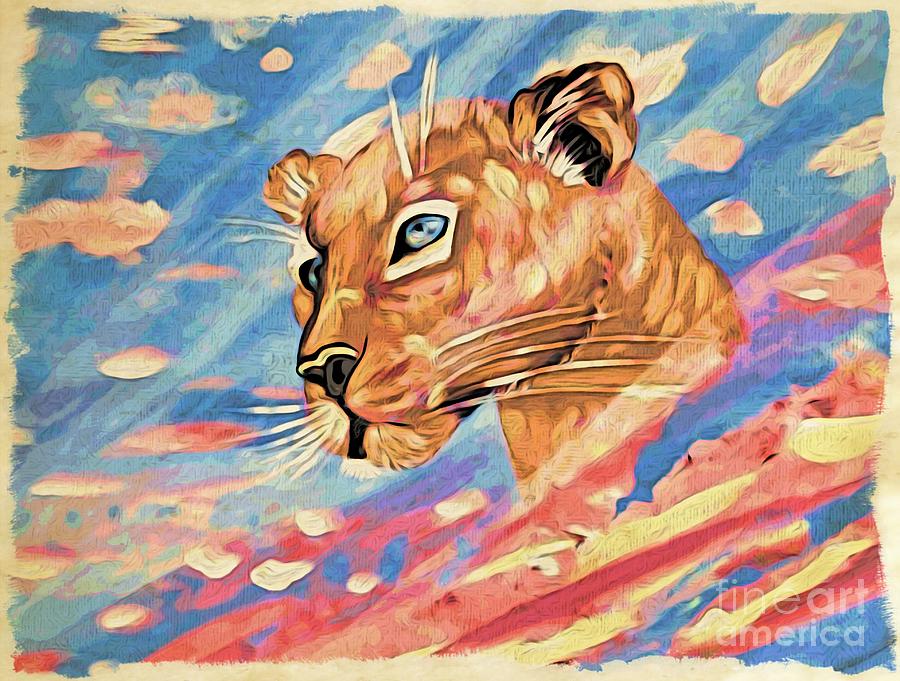 Puma on Watch Painting by Phyllis Kaltenbach