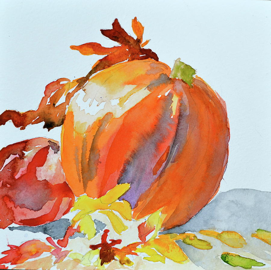 Pumpkin and Pomegranate Painting by Beverley Harper Tinsley