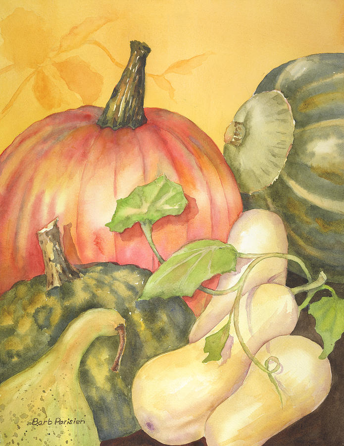 Pumpkin and Squash Painting by Barbara Parisien