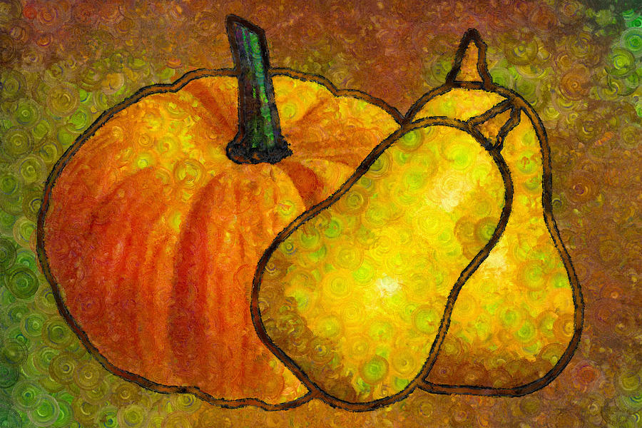 Halloween Painting - Pumpkin Art Abstract Realism by Georgiana Romanovna