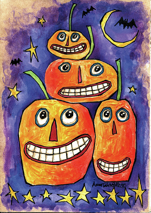 Halloween Painting - Pumpkin Family by Anne Tavoletti