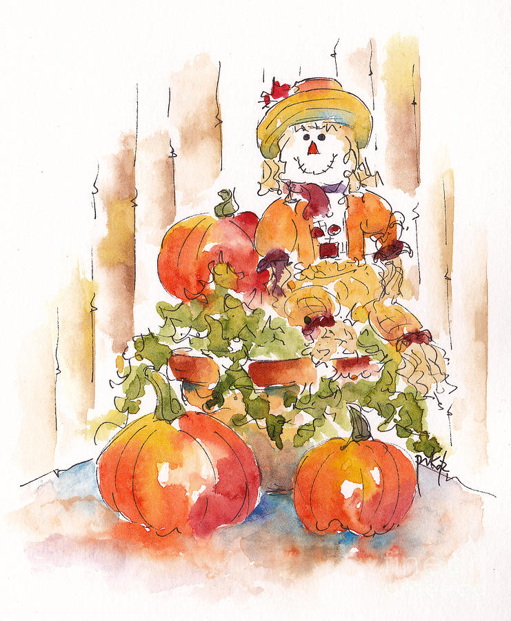 Pumpkin Gal Painting by Pat Katz