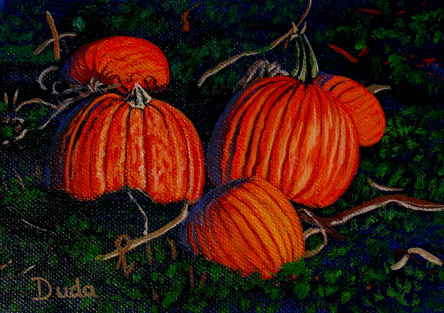 Pumpkin Patch Painting by Susan Duda