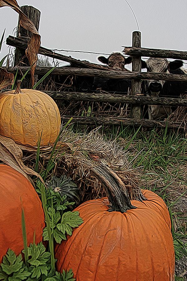 Fall Digital Art - Pumpkin Peepers by Jen  Brooks Art