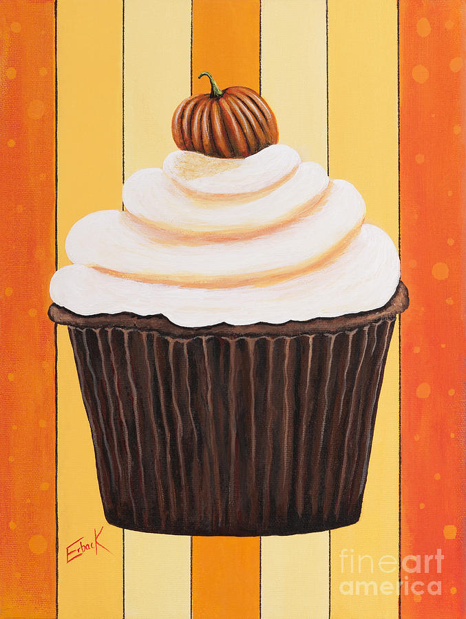 Pumpkin Spice Cupcake by Shawna Erback Painting by Moonlight Art Parlour
