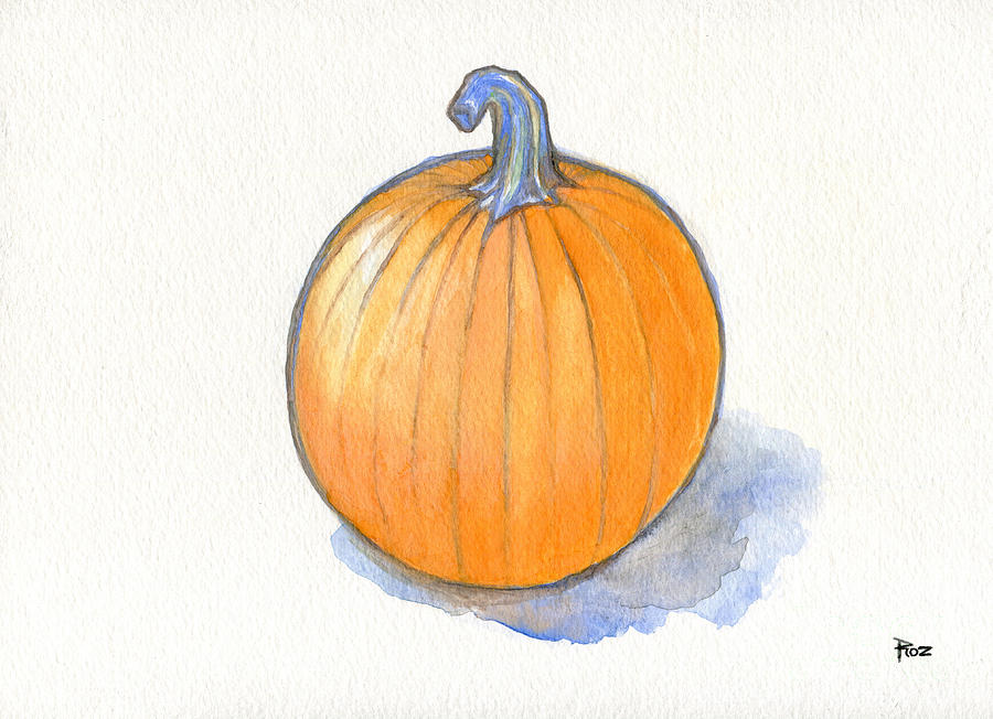 Pumpkin Study Painting by Roz Abellera